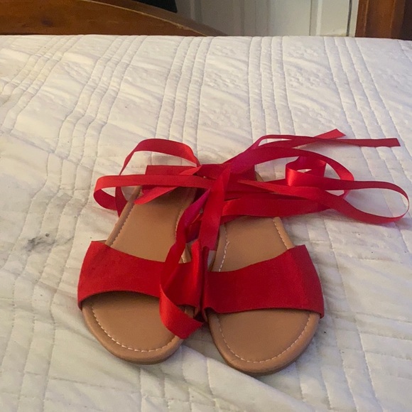 Shoes - Red sanders strap up legs